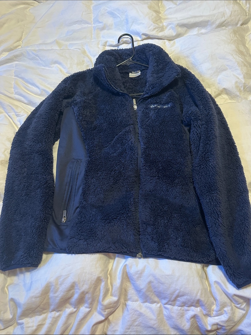 Columbia Navy Plush Womens Full-Zip Fleece Jacket size large $25
